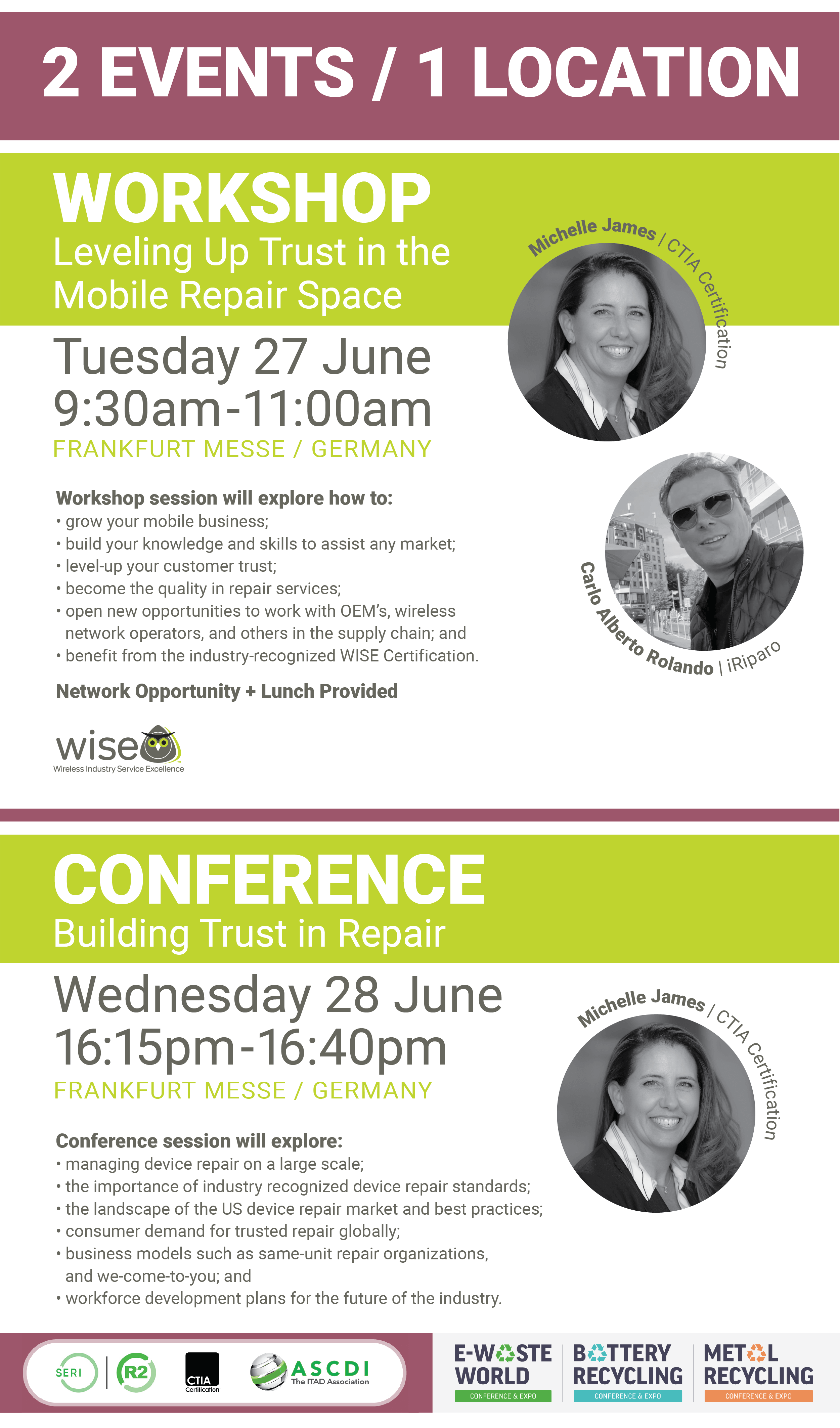 WISE Tour 2023 Frankfurt Germany E-waste Expo Workshop Conference