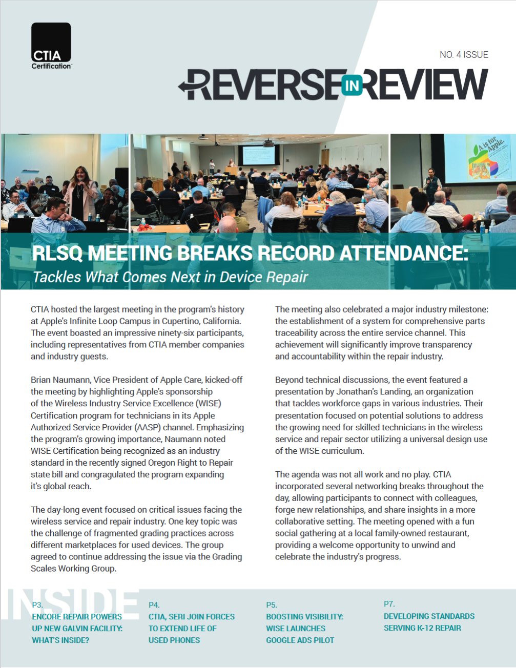 CTIA Certification Reverse in Review Newsletter No 4 Issue Cover